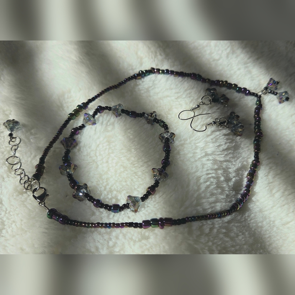 3pc Bluebell Handmade Beaded Jewelry Set
